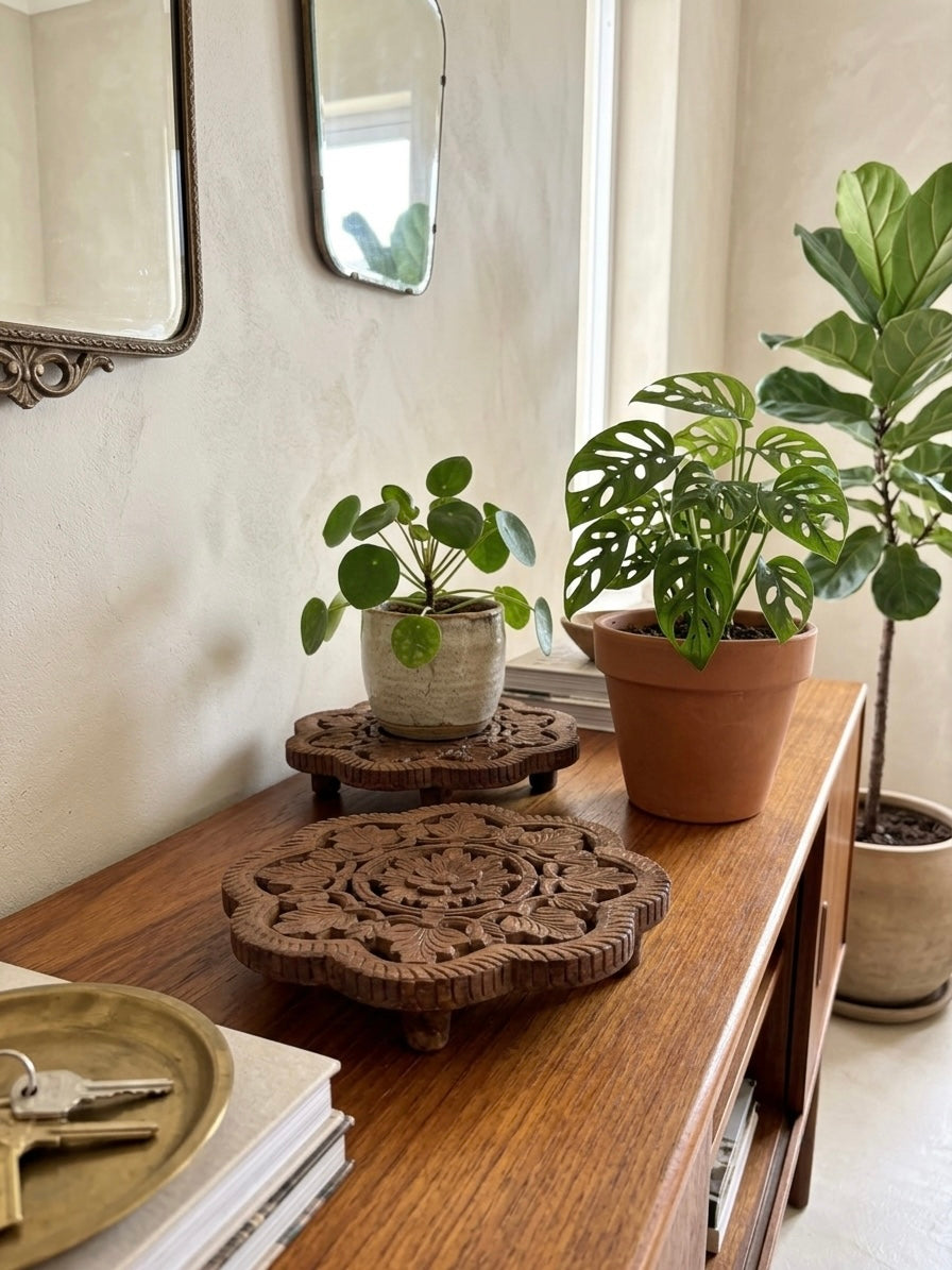 Pair of Hand-Carved Trivets