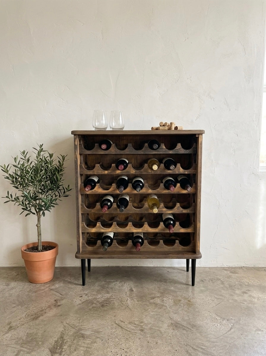 Solid Oak Standing Wine Rack