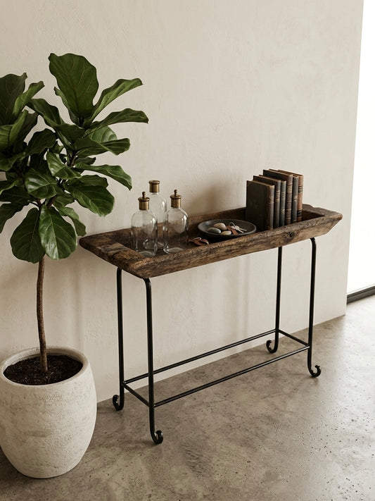 Wooden Bowl Console Table
